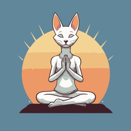 Ilustración de Gato de yoga en posición de loto. Dibujos animados vectoriales ilustración. - Imagen libre de derechos