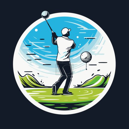 Das Logo des Golfclubs. Golfer in Aktion. Vektorillustration.