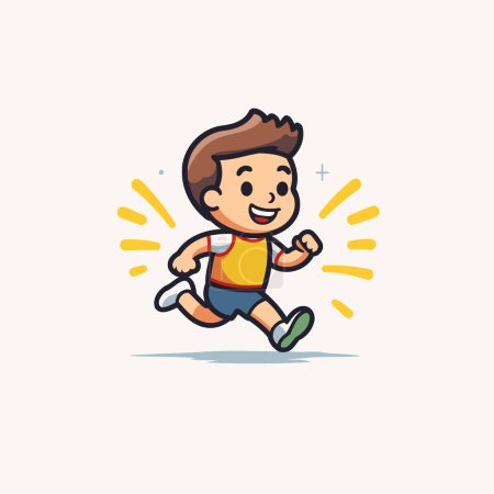 Illustration for Running boy. Flat design style. Vector illustration isolated on white background. - Royalty Free Image