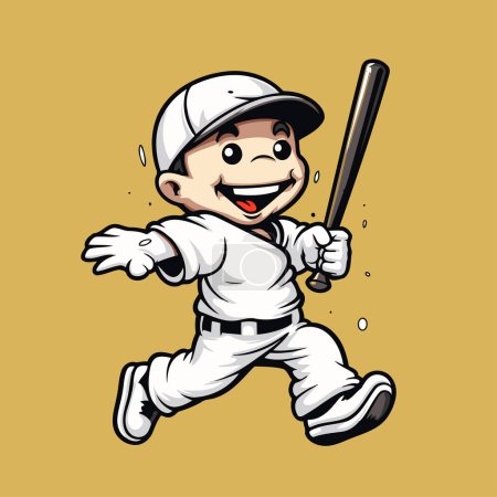 Illustration for Baseball Player Cartoon Mascot Character Mascot Illustration - Royalty Free Image