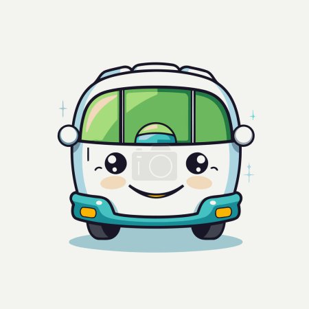 Illustration for Cute Cartoon Car Mascot Character. Vector Illustration. - Royalty Free Image
