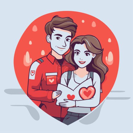 Téléchargez les illustrations : Illustration vectorielle d'un homme et d'une femme amoureux. Saint Valentin. - en licence libre de droit