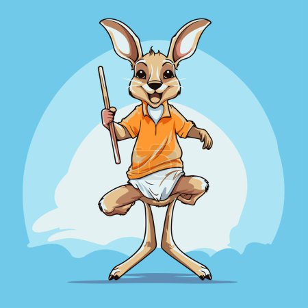 Illustration for Rabbit in orange t-shirt and shorts. Vector illustration. - Royalty Free Image
