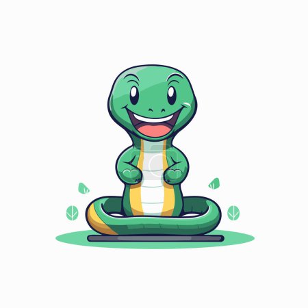 Ilustración de Linda mascota de dibujos animados serpiente aislado sobre fondo blanco. Ilustración vectorial. - Imagen libre de derechos