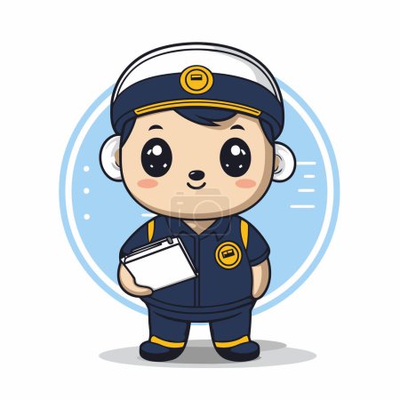 Illustration for Cute pilot character cartoon vector illustration. Cute cartoon pilot character. - Royalty Free Image