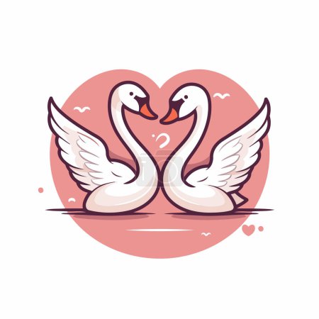 Téléchargez les illustrations : Illustration vectorielle de deux cygnes amoureux. Élément design Saint-Valentin. - en licence libre de droit