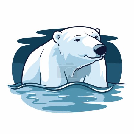 Illustration for Polar bear swimming in water. Vector illustration for your design. - Royalty Free Image