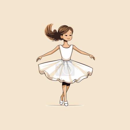 Beautiful ballerina in a white tutu. Vector illustration.