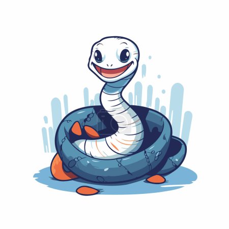 Illustration for Cute cartoon snake. Vector illustration isolated on a white background. - Royalty Free Image