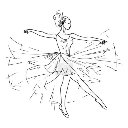 Téléchargez les illustrations : Ballerine dansante. Croquis d'une ballerine. - en licence libre de droit