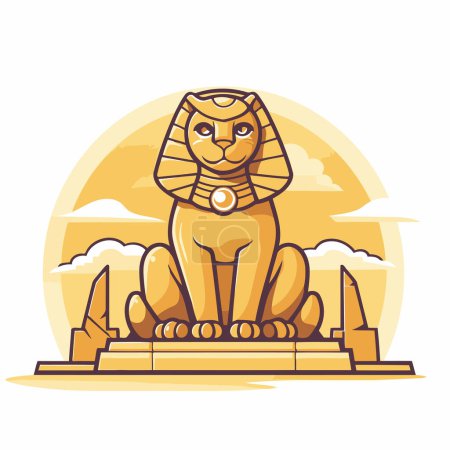 Illustration for Egyptian Sphinx icon in flat style. Vector illustration of Egyptian symbol. - Royalty Free Image