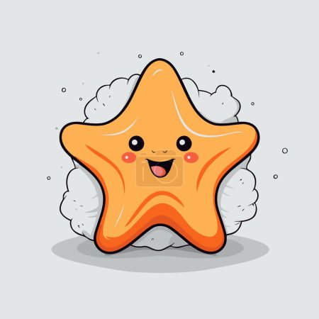Illustration for Cute Starfish Cartoon Mascot Character. Vector Illustration - Royalty Free Image