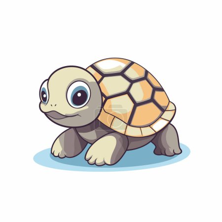 Illustration for Cute cartoon turtle isolated on a white background. Vector illustration. - Royalty Free Image