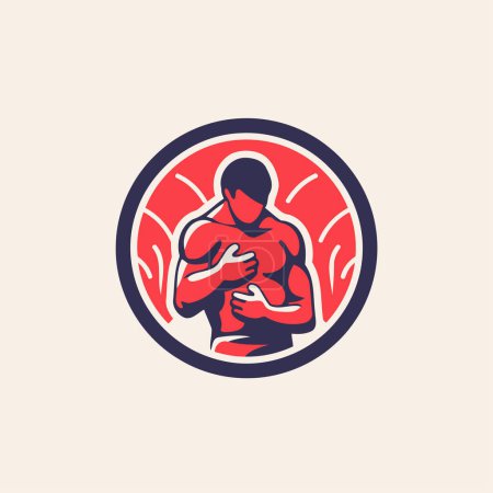 Illustration for Bodybuilder logo design template. Bodybuilder icon. Vector illustration. - Royalty Free Image