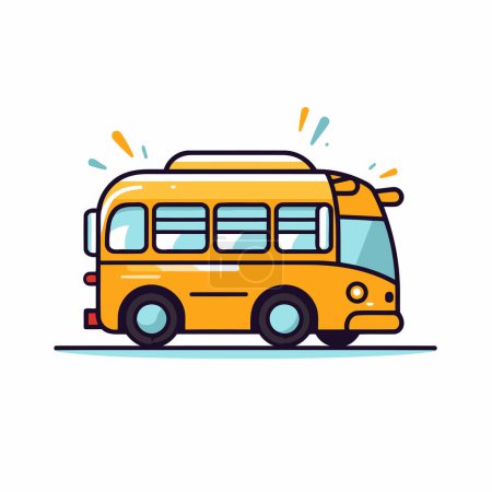 Ilustración de Icono de línea plana de autobús escolar. Ilustración vectorial de bus sobre fondo blanco. - Imagen libre de derechos