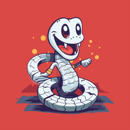Téléchargez les illustrations : Mignon serpent de dessin animé. Illustration vectorielle d'un drôle de serpent. - en licence libre de droit