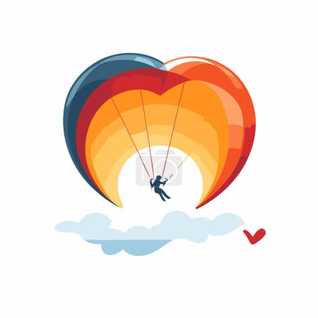 Illustration for Paraglider in the shape of a heart. Vector illustration - Royalty Free Image