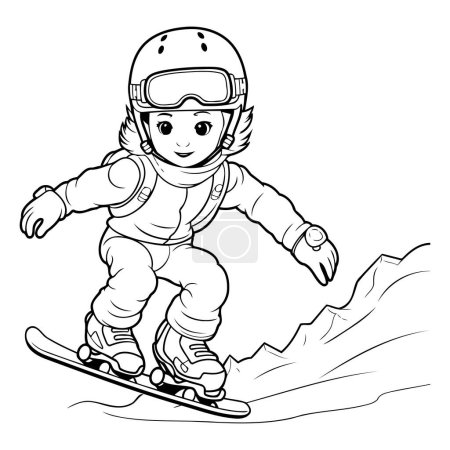 Téléchargez les illustrations : Snowboarder - Coloriage Aperçu d'un snowboarder - en licence libre de droit