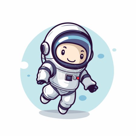 Ilustración de Astronauta corriendo personaje de dibujos animados sobre fondo blanco. Ilustración vectorial. - Imagen libre de derechos