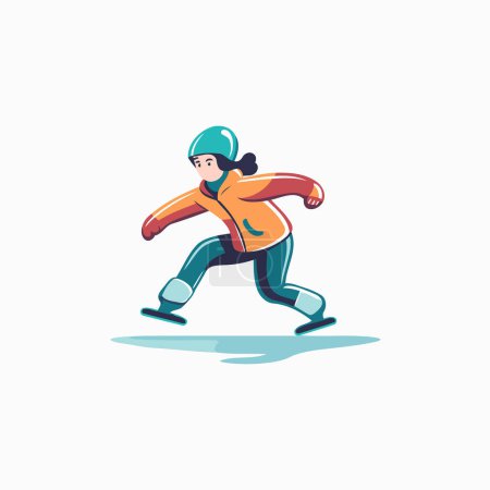 Illustration for Boy skating on ice. Winter sport. Vector illustration in cartoon style - Royalty Free Image