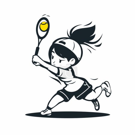 Ilustración de Jugador de bádminton con raqueta. Ilustración vectorial del jugador de bádminton - Imagen libre de derechos
