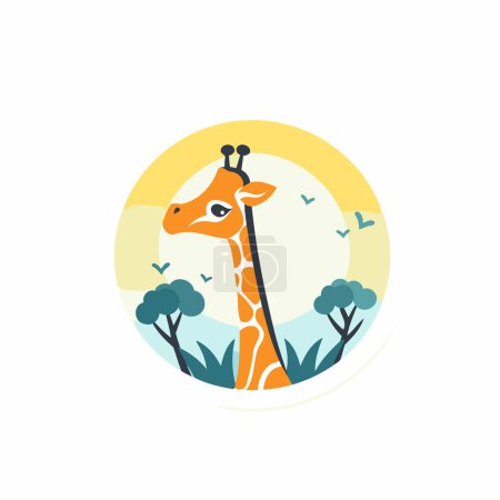 Téléchargez les illustrations : Illustration vectorielle de girafe. Design de style plat. icône d'animal sauvage. - en licence libre de droit