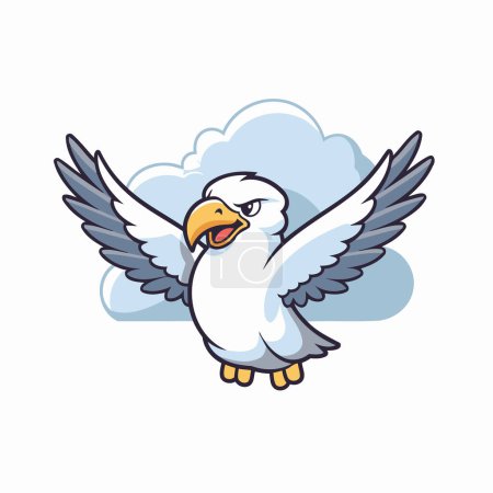 Illustration for Bald eagle flying in the clouds cartoon vector illustration graphic design. - Royalty Free Image