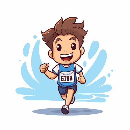 Illustration for Running boy. Cartoon vector illustration. Isolated on white background. - Royalty Free Image