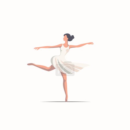 Téléchargez les illustrations : Danseuse de ballet en robe blanche. Illustration vectorielle dans un style plat. - en licence libre de droit