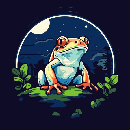 Frog in the forest. Vector illustration of a frog in the forest.