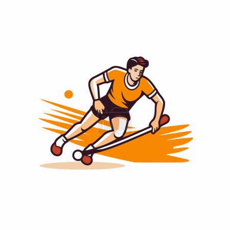 Téléchargez les illustrations : Skateboarder chevauchant sur un skateboard. Illustration vectorielle. - en licence libre de droit