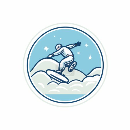 Illustration for Snowboarder icon on white background. Vector illustration in retro style. - Royalty Free Image