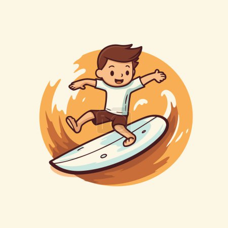 Illustration for Surfer cartoon icon. Vector illustration of a boy surfing on a wave. - Royalty Free Image