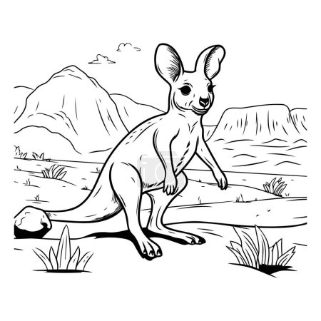 Téléchargez les illustrations : Kangourou dans la nature. illustration vectorielle de croquis pour votre conception - en licence libre de droit