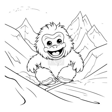 Ilustración de Gorila en las montañas - Libro para colorear para adultos. - Imagen libre de derechos