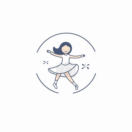 Téléchargez les illustrations : Illustration vectorielle d'une ballerine en robe blanche sautant. - en licence libre de droit