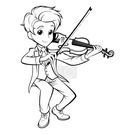 Téléchargez les illustrations : Garçon jouant du violon. Illustration vectorielle d'un garçon jouant du violon. - en licence libre de droit