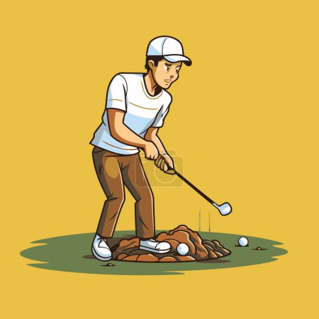 Golfer beim Golfen. Vektorillustration eines Golfspielers.