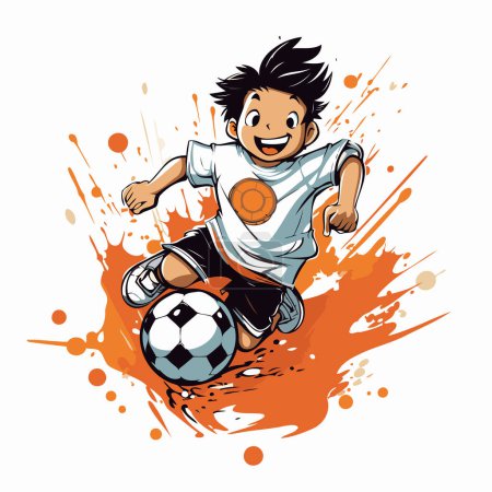 Ilustración de Jugador de fútbol con pelota. Ilustración vectorial de un jugador de fútbol. - Imagen libre de derechos