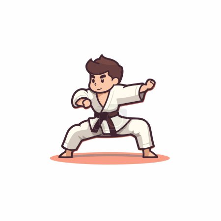 Illustration for Taekwondo boy cartoon vector Illustration on a white background - Royalty Free Image