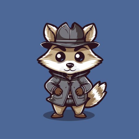 Illustration for Cute cartoon fox in a hat and suit. Vector illustration. - Royalty Free Image