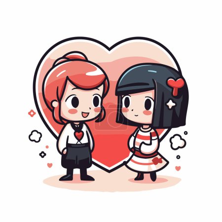 Illustration for Cute cartoon couple in love. Valentine's Day vector illustration. - Royalty Free Image