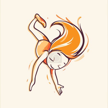 Téléchargez les illustrations : Mignonne fille danse ballet. Illustration vectorielle. Dessin à la main. - en licence libre de droit