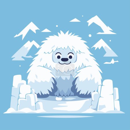 Illustration for Cute cartoon polar bear on the ice. Vector illustration of a polar bear. - Royalty Free Image