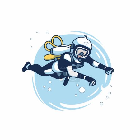 Illustration for Scuba diver vector illustration. Cartoon scuba diver in scuba suit. - Royalty Free Image