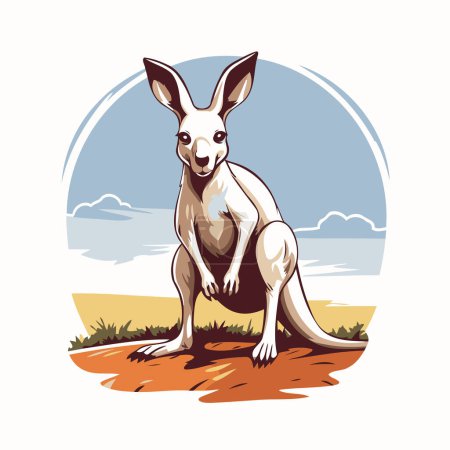 Illustration for Kangaroo on the beach. Vector illustration in cartoon style. - Royalty Free Image
