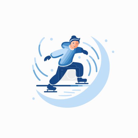 Illustration for Snowboarder on ice. Winter sport. Flat style vector illustration. - Royalty Free Image