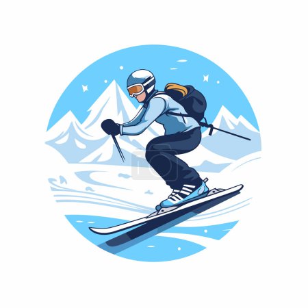 Téléchargez les illustrations : Snowboarder. skieur. Illustration vectorielle sur fond blanc. - en licence libre de droit