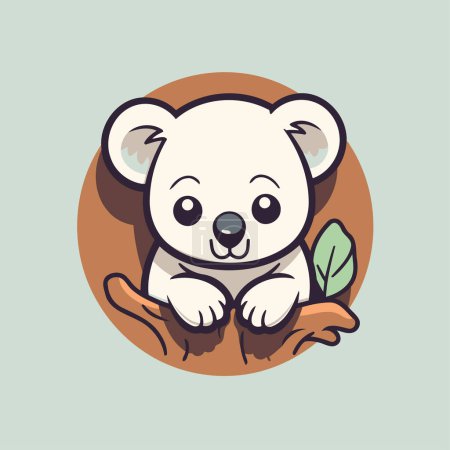 Ilustración de Lindo koala de dibujos animados en el árbol. Ilustración vectorial en estilo plano - Imagen libre de derechos
