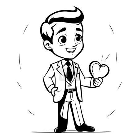 Ilustración de Empresario sosteniendo un corazón en su mano. Dibujos animados vectoriales ilustración. - Imagen libre de derechos